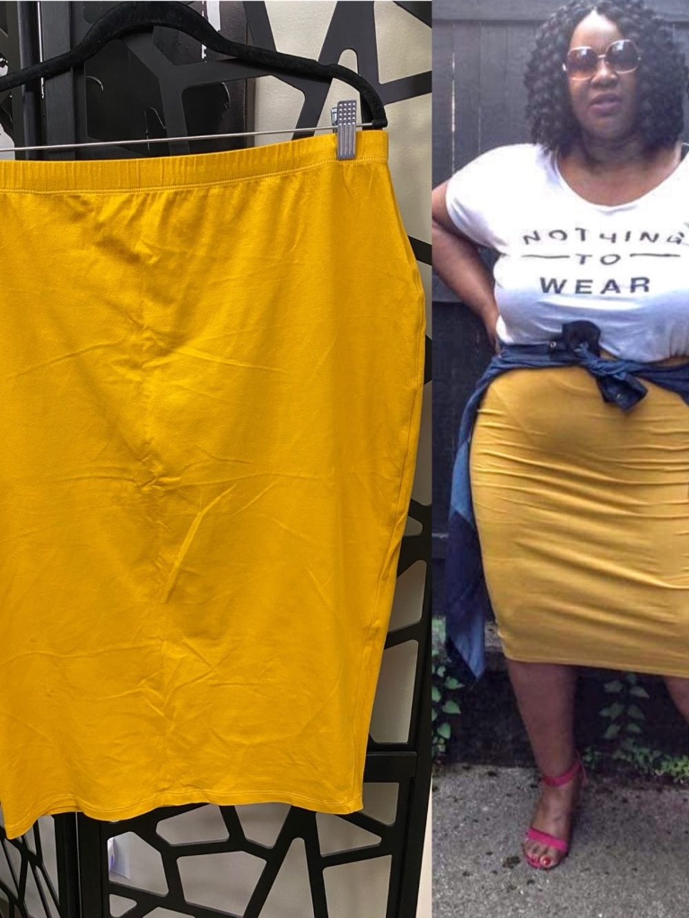 ASOS Curve Mustard Yellow Stretch Pencil Skirt